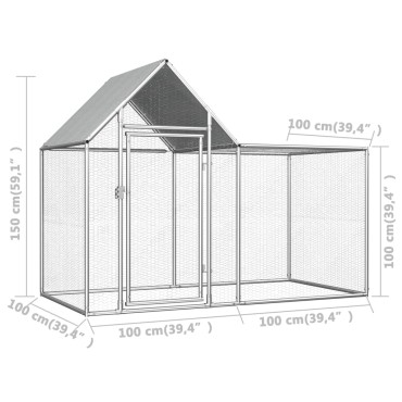 vidaXL Κοτέτσι 2 x 1 x 1,5 μ. από Γαλβανισμένο Χάλυβα