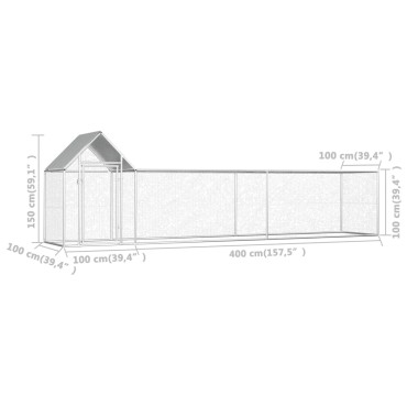 vidaXL Κοτέτσι 5 x 1 x 1,5 μ. από Γαλβανισμένο Χάλυβα