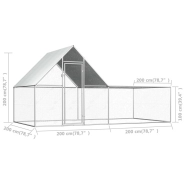 vidaXL Κοτέτσι 4 x 2 x 2 μ. από Γαλβανισμένο Χάλυβα