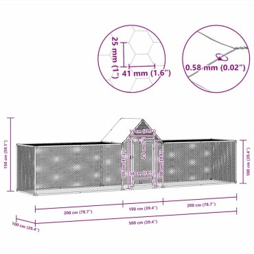 vidaXL Κοτέτσι 5 x 1 x 1,5 μ. από Γαλβανισμένο Χάλυβα