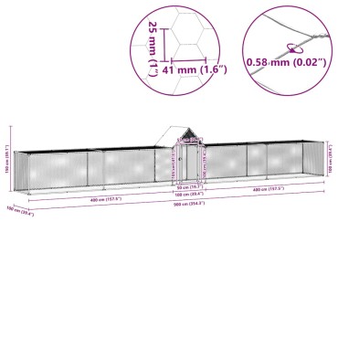 vidaXL Κοτέτσι 9 x 1 x 1,5 μ. από Γαλβανισμένο Χάλυβα