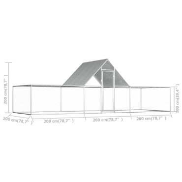 vidaXL Κοτέτσι 6 x 2 x 2 μ. από Γαλβανισμένο Χάλυβα