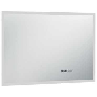 vidaXL Καθρέφτης Μπάνιου με LED/Αισθητήρα Αφής και Οθόνη Ώρας 100x60εκ