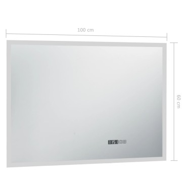 vidaXL Καθρέφτης Μπάνιου με LED/Αισθητήρα Αφής και Οθόνη Ώρας 100x60εκ