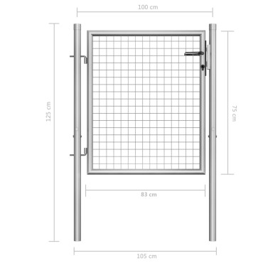 vidaXL Πόρτα Περίφραξης Ασημί 105 x 125 εκ. από Γαλβανισμένο Χάλυβα