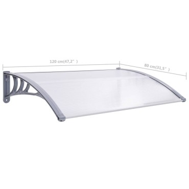 vidaXL Στέγαστρο Πόρτας Γκρι / Διαφανές 120 x 75 εκ. Πολυανθρακικό