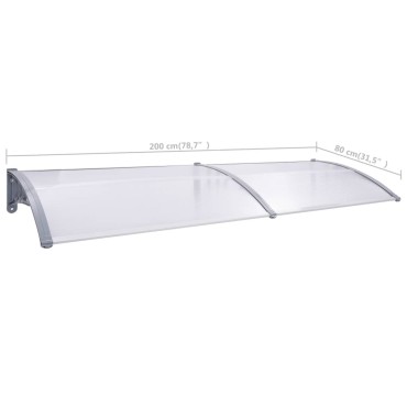 vidaXL Στέγαστρο Πόρτας Γκρι / Διαφανές 200 x 75 εκ. Πολυανθρακικό