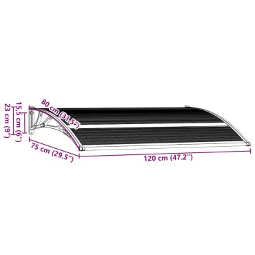 vidaXL Στέγαστρο Πόρτας Μαύρο 120 x 75 εκ. Πολυανθρακικό