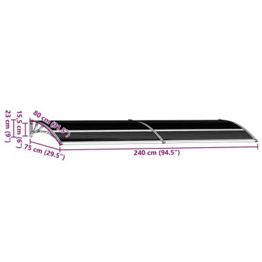 vidaXL Στέγαστρο Πόρτας Μαύρο 240 x 75 εκ. Πολυανθρακικό