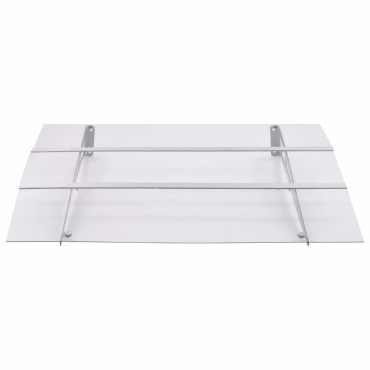 vidaXL Στέγαστρο Πόρτας Ασημί & Διαφανές 120x90 εκ από Πολυκαρβονικό