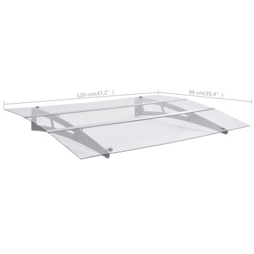 vidaXL Στέγαστρο Πόρτας Ασημί & Διαφανές 120x90 εκ από Πολυκαρβονικό