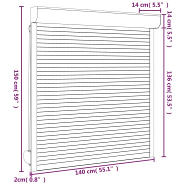 vidaXL Παντζούρι Ρολό Λευκό 140 x 150 εκ. από Αλουμίνιο