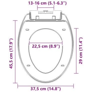 vidaXL Κάλυμμα Λεκάνης με Soft Close & Quick Release Μαύρο