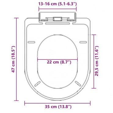 vidaXL Κάλυμμα Λεκάνης με Soft Close & Quick Release Μαύρο