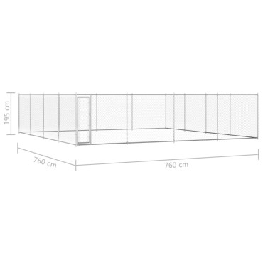 vidaXL Κλουβί Σκύλου Εξωτερικού Χώρου 760x760x185 εκ. Γαλβαν. Ατσάλι