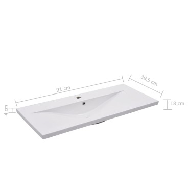 vidaXL Νιπτήρας Ένθετος Λευκός 91 x 39,5 x 18,5 εκ. Κεραμικός