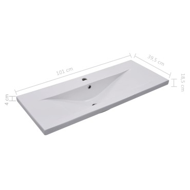 vidaXL Νιπτήρας Ένθετος Λευκός 101 x 39,5 x 18,5 εκ. Κεραμικός
