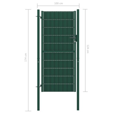 vidaXL Πόρτα Περίφραξης Πράσινη 100 x 124 εκ. από PVC / Ατσάλι