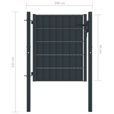vidaXL Πόρτα Περίφραξης Ανθρακί 100 x 81 εκ. από PVC / Ατσάλι