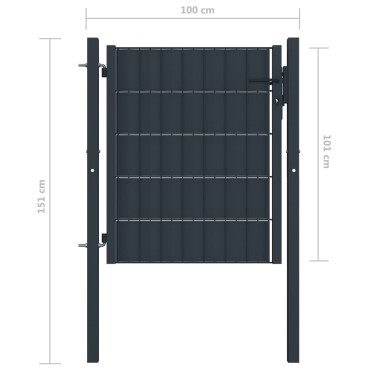 vidaXL Πόρτα Περίφραξης Ανθρακί 100 x 101 εκ. από PVC / Ατσάλι