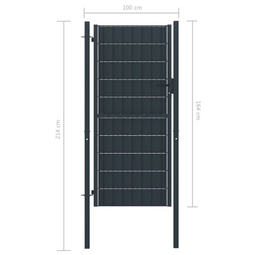 vidaXL Πόρτα Περίφραξης Ανθρακί 100 x 164 εκ. από PVC / Ατσάλι