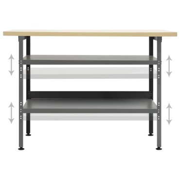 vidaXL Πάγκος Εργασίας Γκρι 120 x 60 x 85 εκ. Ατσάλινος