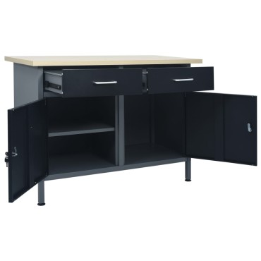 vidaXL Πάγκος Εργασίας Μαύρος 120 x 60 x 85 εκ. Ατσάλινος