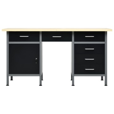 vidaXL Πάγκος Εργασίας Μαύρος 160 x 60 x 85 εκ. Ατσάλινος