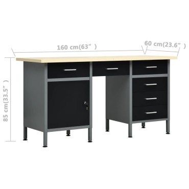 vidaXL Πάγκος Εργασίας Μαύρος 160 x 60 x 85 εκ. Ατσάλινος