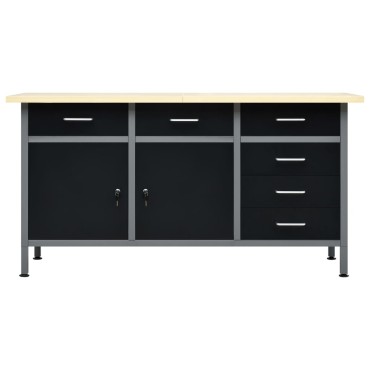 vidaXL Πάγκος Εργασίας Μαύρος 160 x 60 x 85 εκ. Ατσάλινος