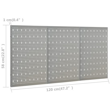 vidaXL Πλάτες Εργαλείων Τοίχου Διάτρητες 3 τεμ. 40 x 58 εκ. Ατσάλινες