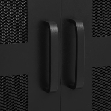 vidaXL Ντουλάπι Γραφείου Πόρτες με Πλέγμα Μαύρο 75x40x120cm Ατσάλινο 1 τεμ.