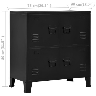 vidaXL Αρχειοθήκη Βιομηχανικού Στιλ Μαύρη 75x40x80cm Ατσάλινη 1 τεμ.