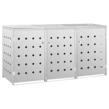 vidaXL Πλαίσιο Τριπλό για Κάδους Απορριμμάτων 240 L Ανοξείδωτο Ατσάλι