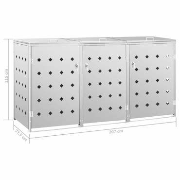vidaXL Πλαίσιο Τριπλό για Κάδους Απορριμμάτων 240 L Ανοξείδωτο Ατσάλι