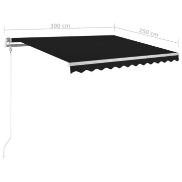 vidaXL Τέντα Αυτόματη με LED & Αισθητήρα Ανέμου Ανθρακί 300 x 250 εκ.