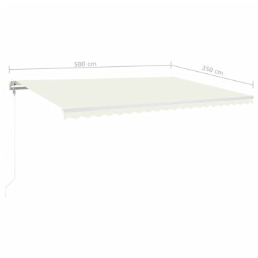 vidaXL Τέντα Αυτόματη με LED & Αισθητήρα Ανέμου Κρεμ 500x350 εκ.