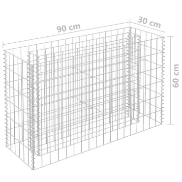 vidaXL Συρματοκιβώτιο-Γλάστρα Υπερυψωμένη 90x30x60 εκ. Γαλβ. Χάλυβας