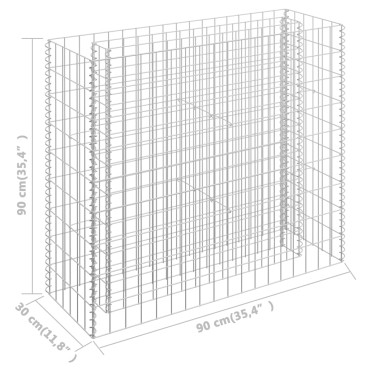 vidaXL Συρματοκιβώτιο-Γλάστρα Υπερυψωμένη 90x30x90 εκ. Γαλβ. Χάλυβας