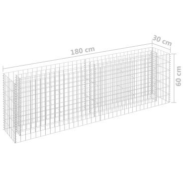 vidaXL Συρματοκιβώτιο-Γλάστρα Υπερυψωμένη 180x30x60 εκ. Γαλβ. Χάλυβας