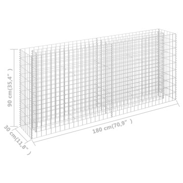 vidaXL Συρματοκιβώτιο-Γλάστρα Υπερυψωμένη 180x30x90 εκ. Γαλβ. Χάλυβας