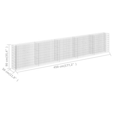 vidaXL Συρματοκιβώτιο-Γλάστρα Υπερυψωμένη 450x30x90 εκ. Γαλβ. Χάλυβας
