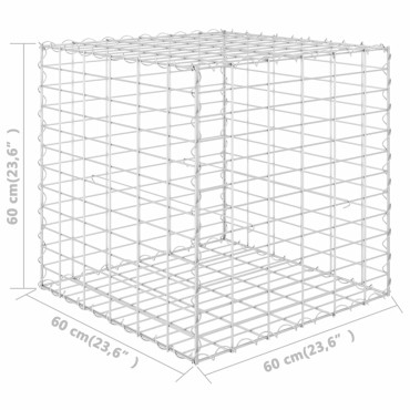 vidaXL Συρματοκιβώτιο Κύβος 60 x 60 x 60 εκ. από Ατσάλινο Σύρμα