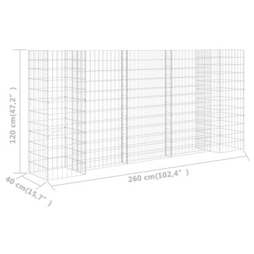 vidaXL Συρματοκιβώτιο Γλάστρα Σχήμα «Η» 260x40x120 εκ. Ατσάλινο Σύρμα