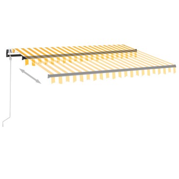 vidaXL Τέντα Συρόμενη Αυτόματη Κίτρινο / Λευκό 350 x 250 εκ.