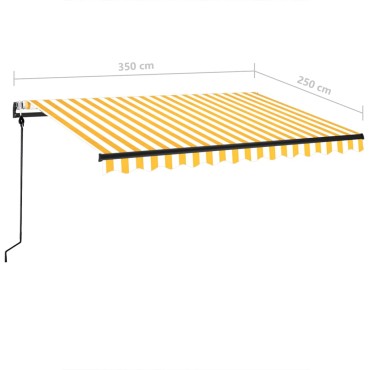 vidaXL Τέντα Συρόμενη Αυτόματη Κίτρινο / Λευκό 350 x 250 εκ.