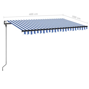 vidaXL Τέντα Αυτόματη με LED & Αισθητήρα Ανέμου Μπλε/Λευκό 400x300 εκ.