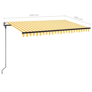 vidaXL Τέντα Συρόμενη Αυτόματη Kίτρινο / Λευκό 450 x 300 εκ.