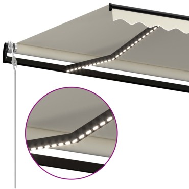 vidaXL Τέντα Αυτόματη με LED & Αισθητήρα Ανέμου Κρεμ 500 x 300 εκ.