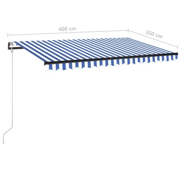 vidaXL Τέντα Συρόμενη Αυτόματη Μπλε / Λευκό 400 x 350 εκ.